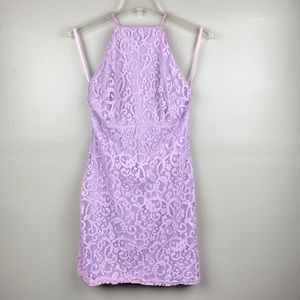 Pretty Little Thing Purple Halterneck Lace Dress